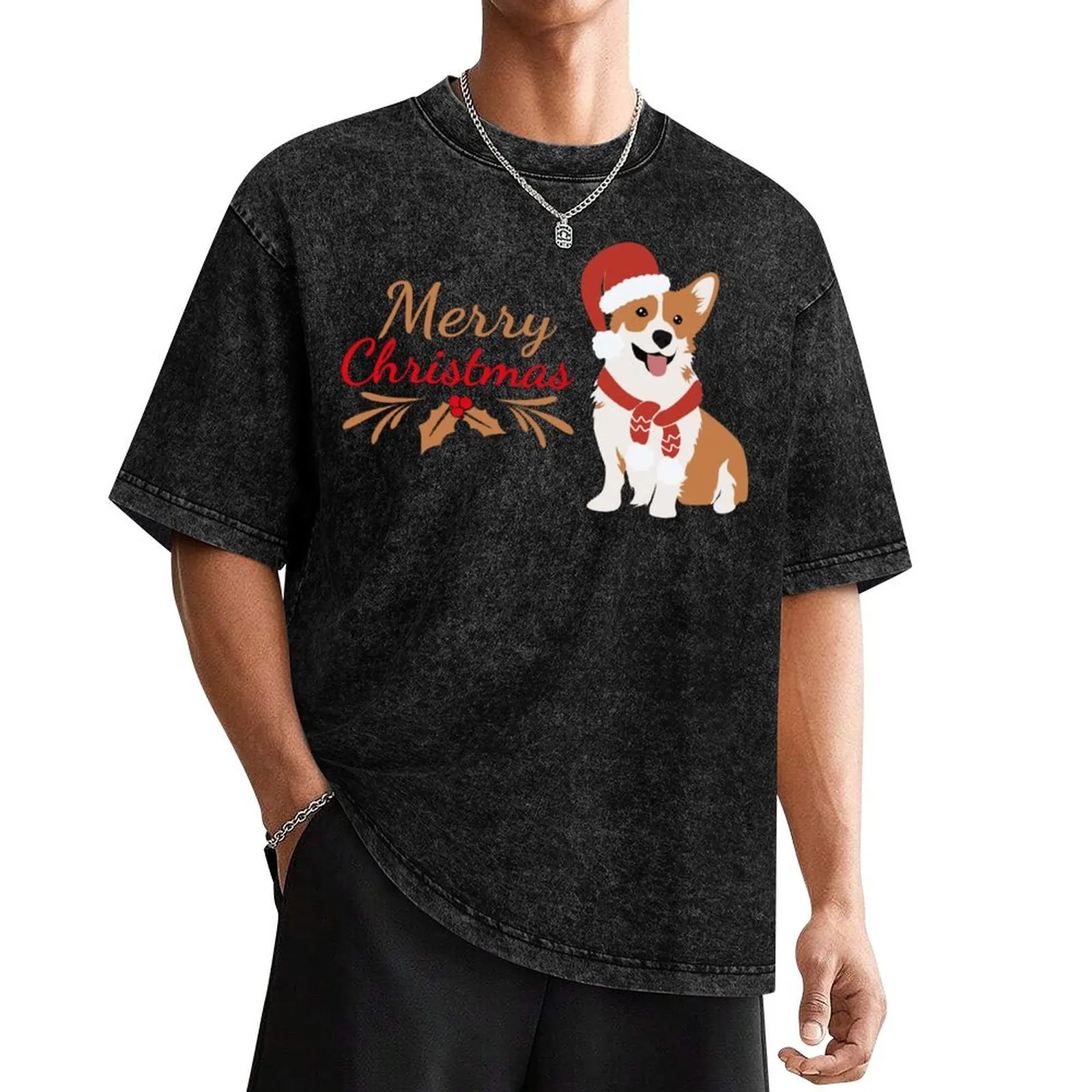 Cheddar - Corgi Christmas T-Shirt anime t shirts sports fans sweat man t shirt Men's t-shirts