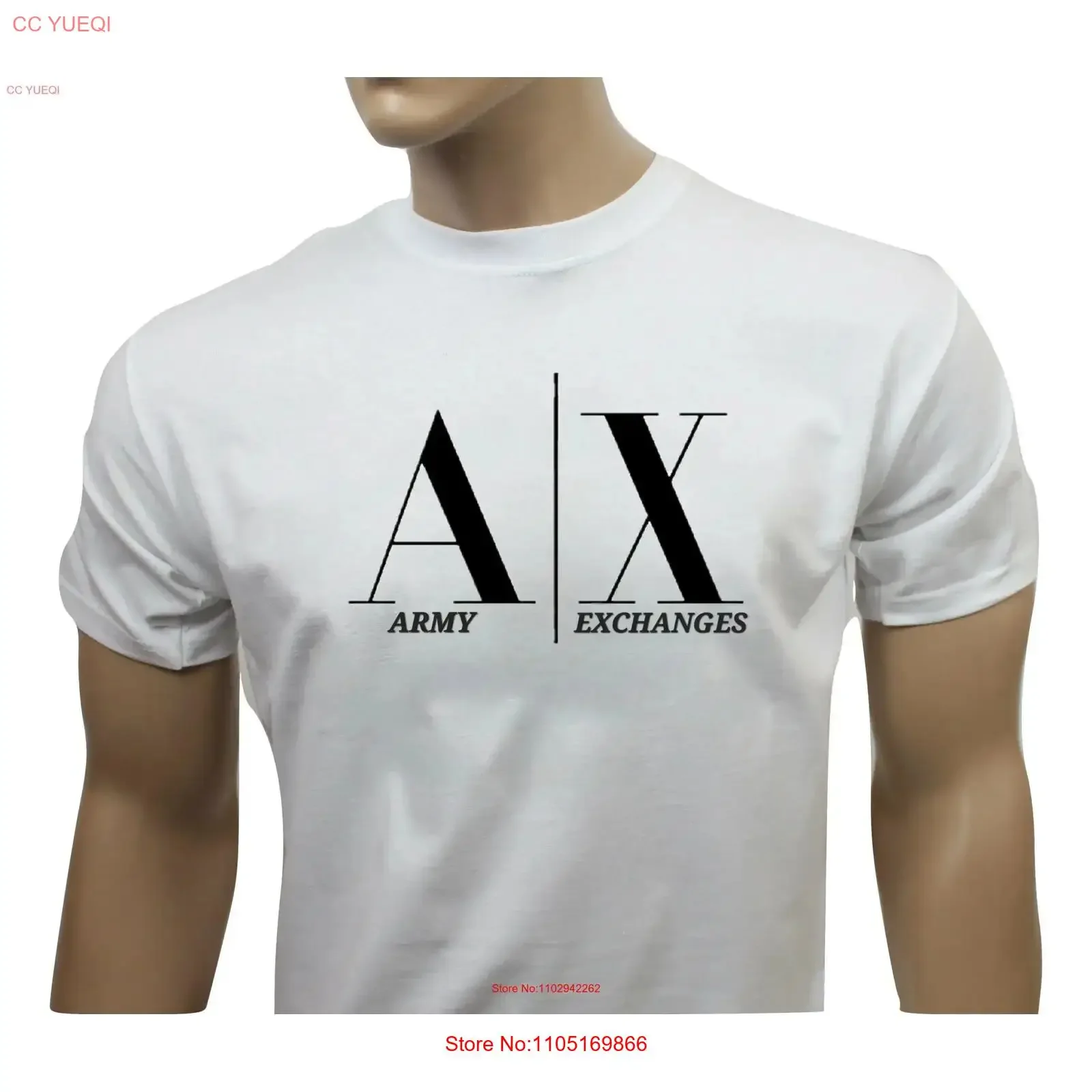 تي شيرت Army Exchange تي شيرت 100 قطن تصميم جديد ومريح باللون الأسود والأبيض مقاس المملكة المتحدة عتيق مغسول مريح وناعم #1