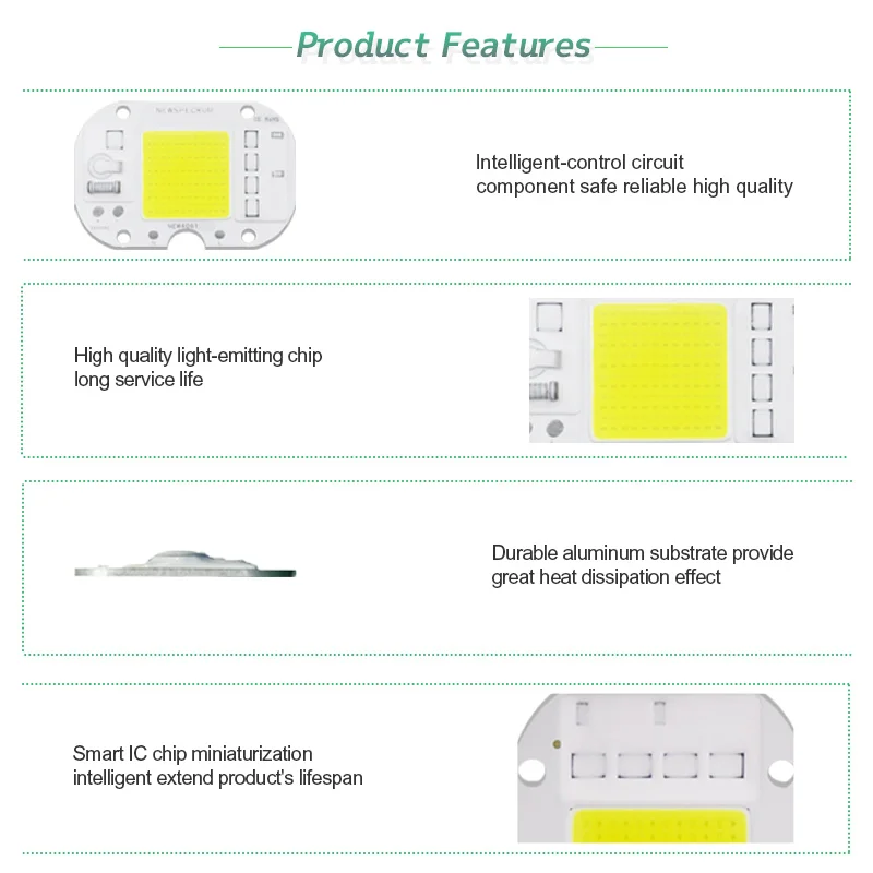 220V Chip LED 50W Two Kinds of Welding Methods LED Module UV 395nm 3000K 4000K 6000K for Floodlight DIY Fishing Lamp LED Chips