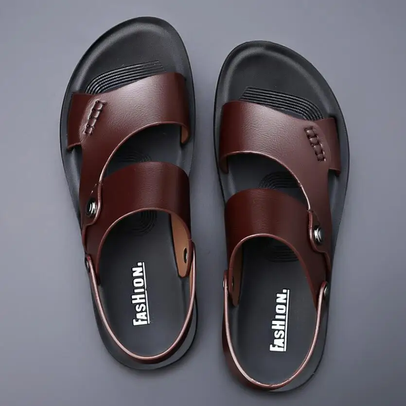 Summer New Shoes for Men Fashion Genuine Leather Sandals Cow Leather Casual Slipper Man Cool Beach Shoes - Image 4