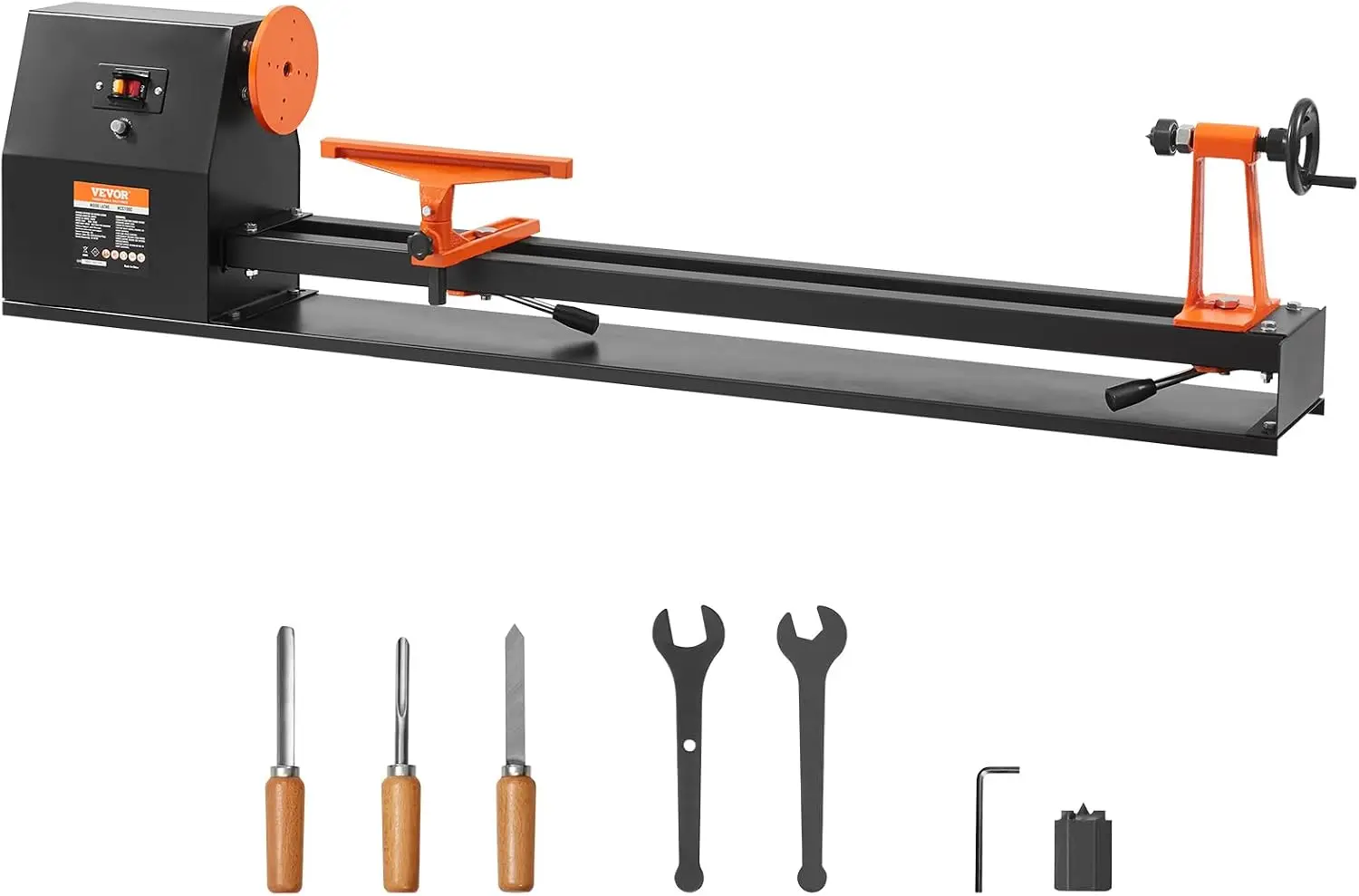 Wood Lathe, 14 in x 40 in, 4 Speed Adjustable 885/1245/1715/2425 RPM 0.5 HP 370W Power Wood Turning Lathe Machine with Chisels F