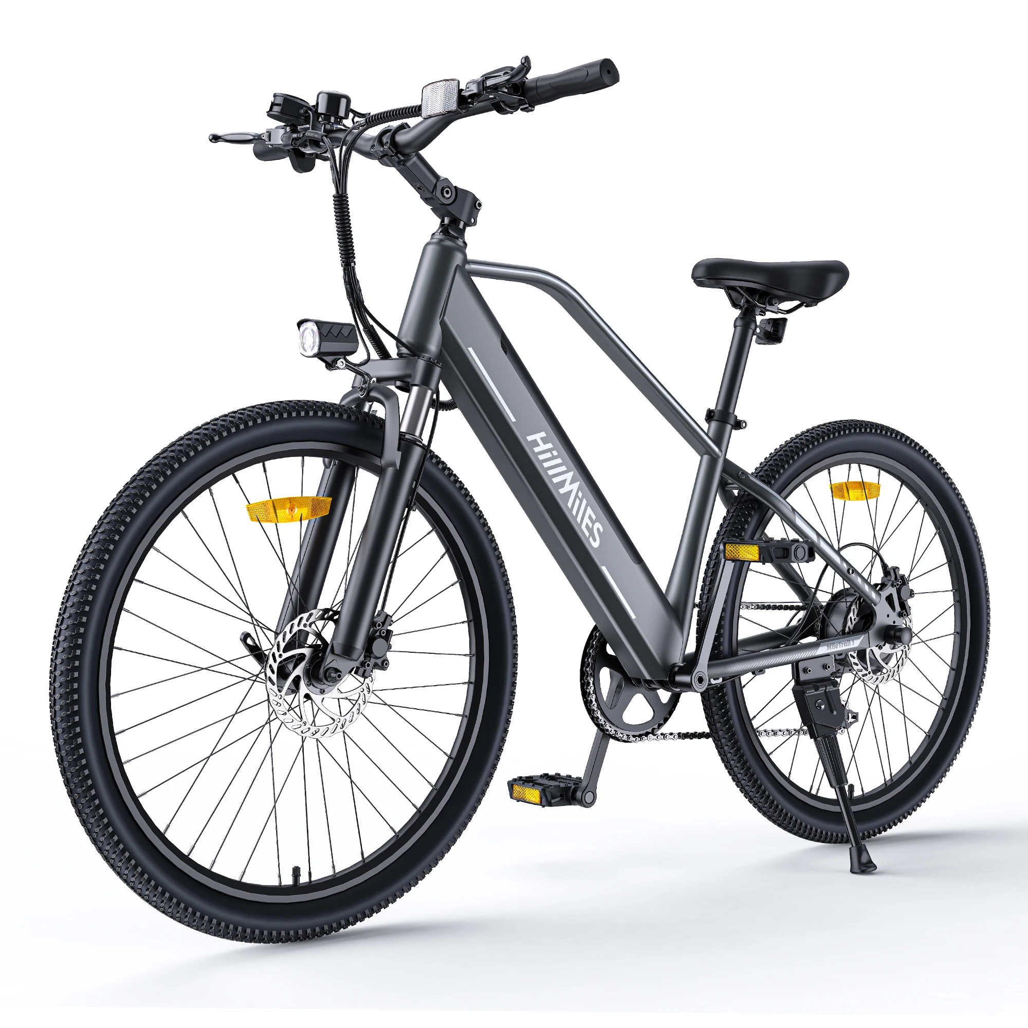 Bicicleta de montaña eléctrica MileTrail, motor de 250 W, batería de 36 V 13 Ah, 25 km/h, suspensión delantera, 7 velocidades, frenos de disco hidráulicos