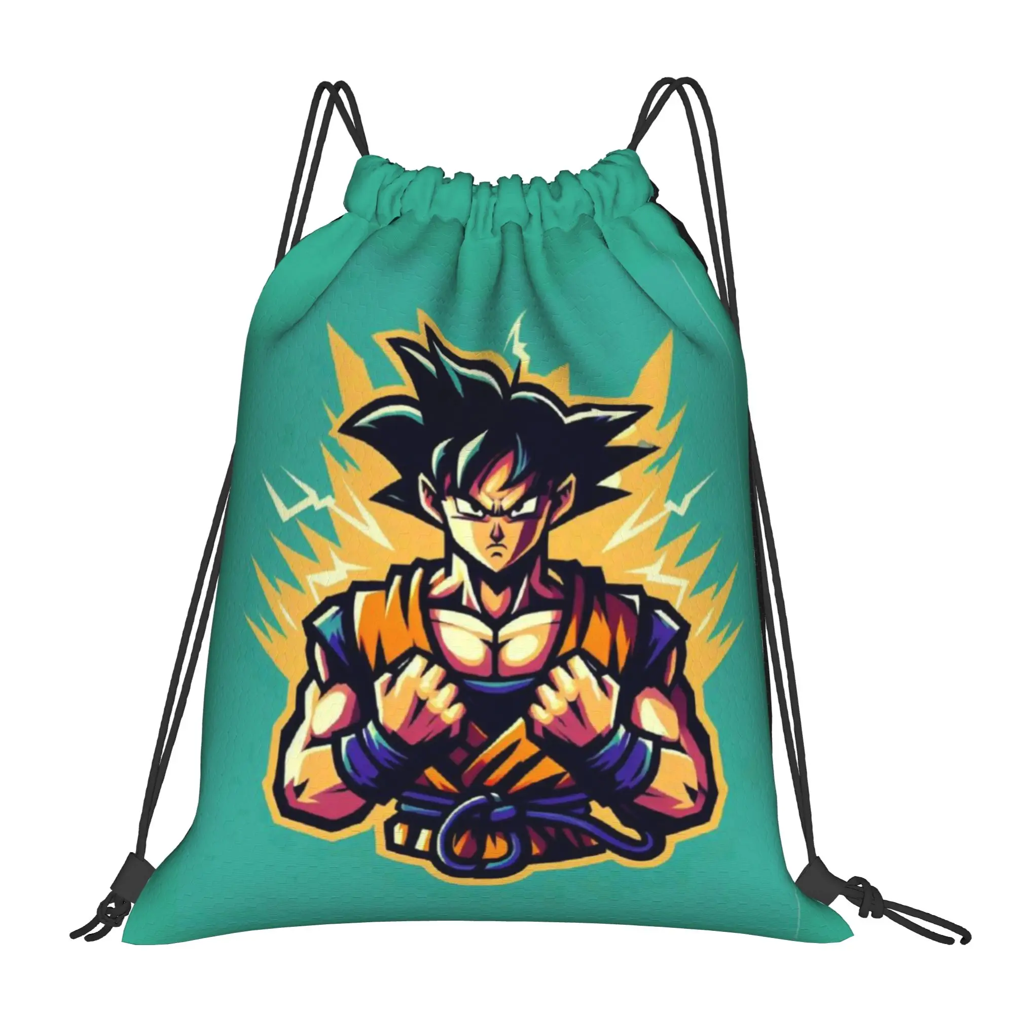 

Спортивные унисекс-мешки на шнурке Son Goku Green Dragon Ball для хранения и организации вещей, с карманом и веревкой