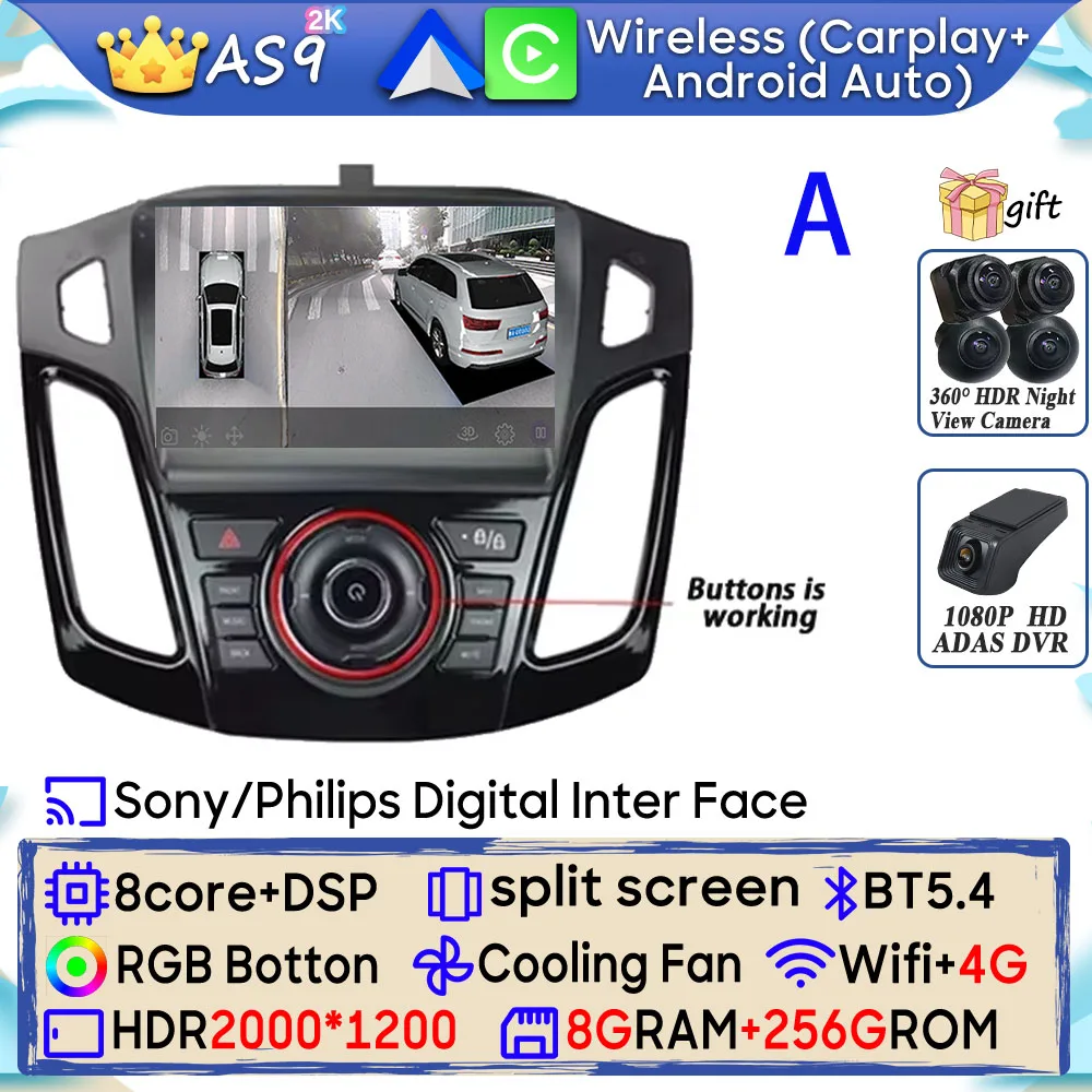 Android 15 Autoradio Voor Ford Focus 3 Mk 3 2011 2012 2013 2014 2015-2019 GPS Navigatie Android Auto Carplay Wifi Stereo Geen 2din