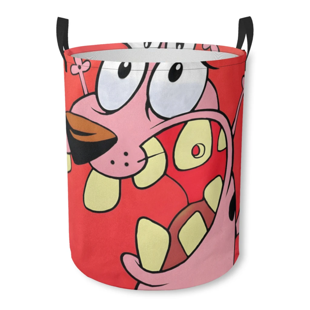 Laundry Basket Cartoon T-COURAGE C-Cowardly Dogs Fabric Laundry Moving Folding Dirty Laundry Basket