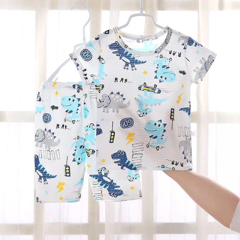 2023 New Children\'s Short-sleeved Shorts Summer Babys Girls Pajamas Set Baby Home Clothes Kids Thin Half-sleeves Clothing Set