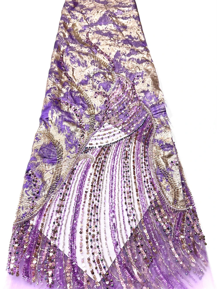 

Luxury High Quality African Lace Material Royal Beaded Embroidery French Sequin for Women's Dresses Wedding Gowns 2026 Style
