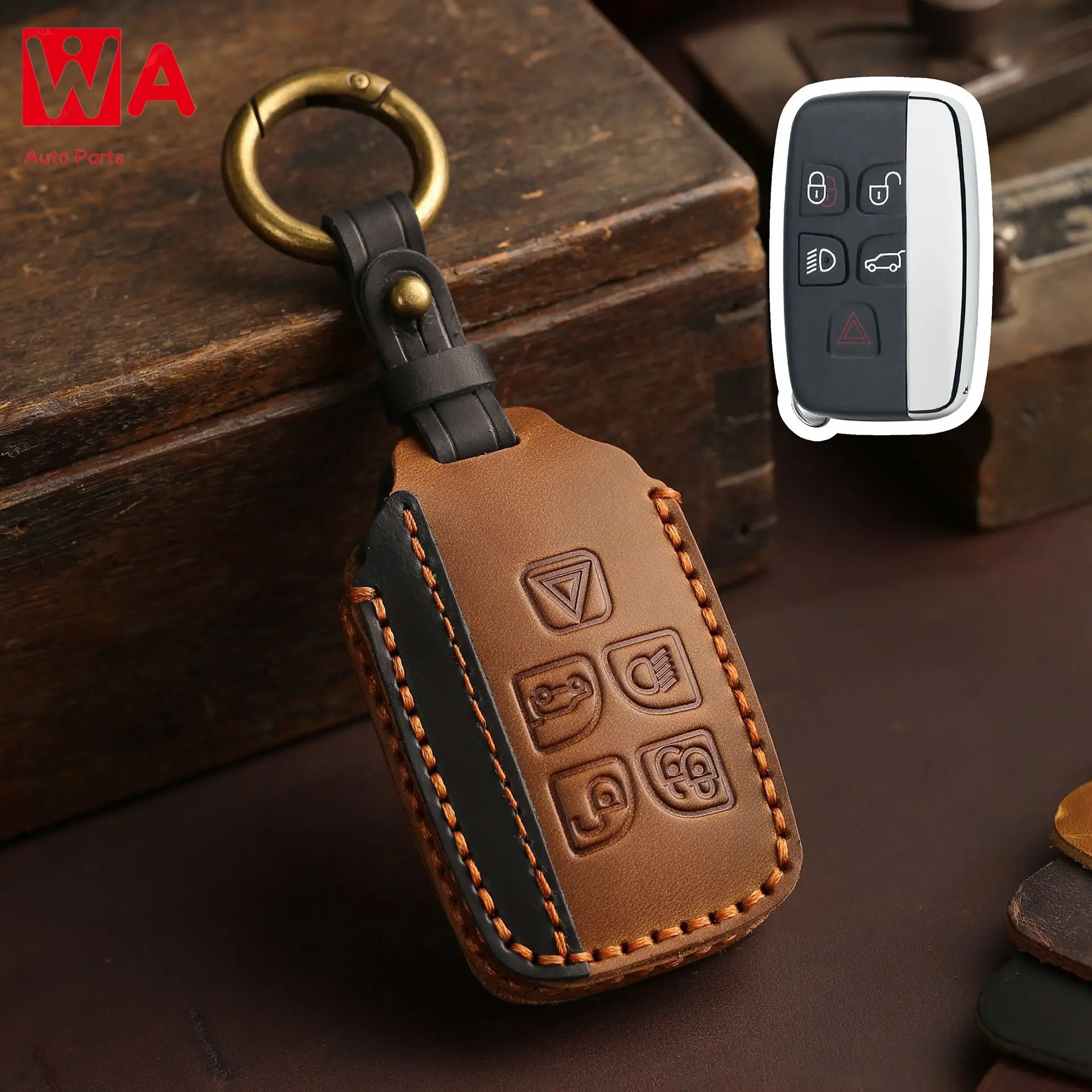 

Handmade Leather Car Remote Key Fob Case Cover For Land Rover Range Rover Sport Evoque Freelander For Jaguar XF XJ XE XJL XF