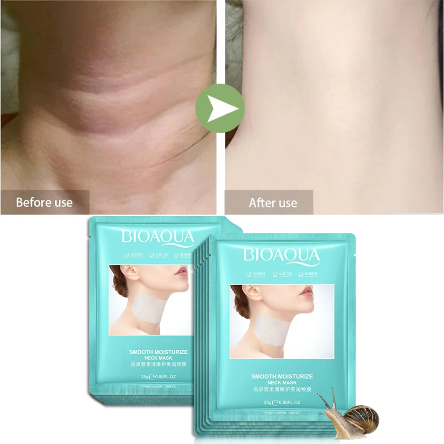 8pcs Snail Moisturizing Skin Neck Mask Firming Anti-Wrinkle Whitening Anti-aging Lift Firming Hyaluronic Acid Neckline Skin Care