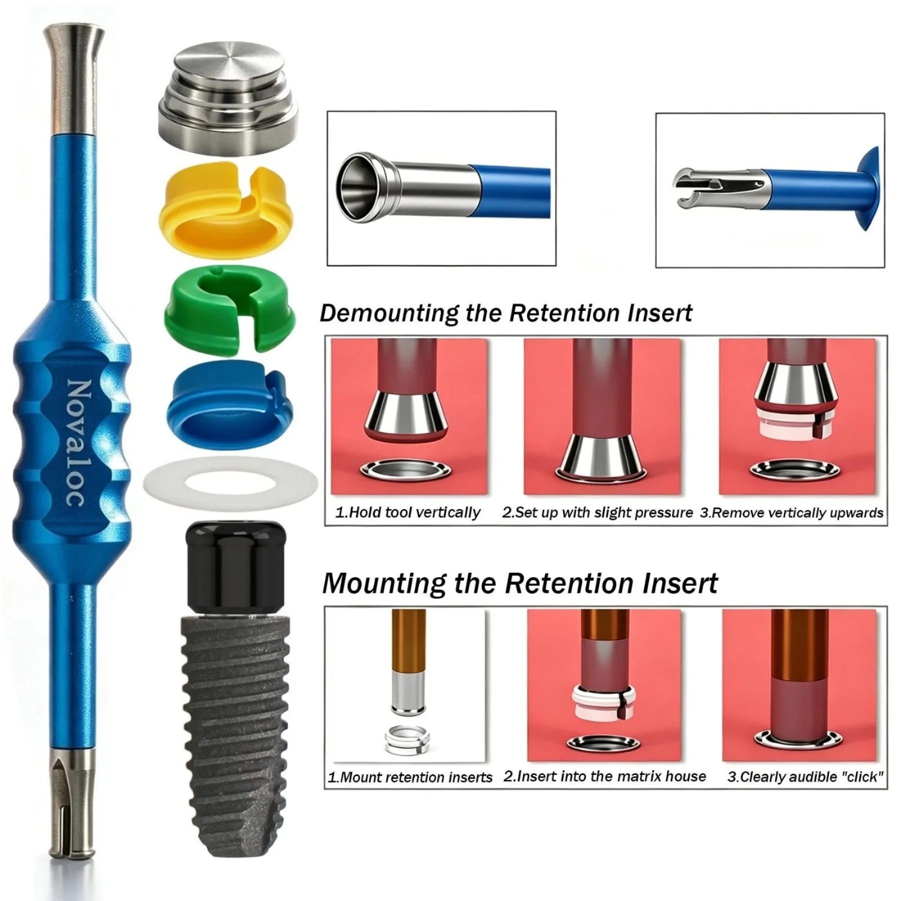 Novaloc Retention Insert Remover Installer Tool Implant Overdenture Hand Instrument For Dentist