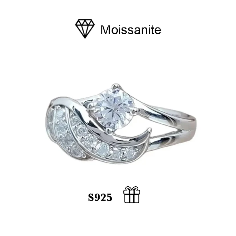 AAA925 silver Mosan diamond ring female high-quality fashion selling angel wings diamond ring to send his girlfriend.
