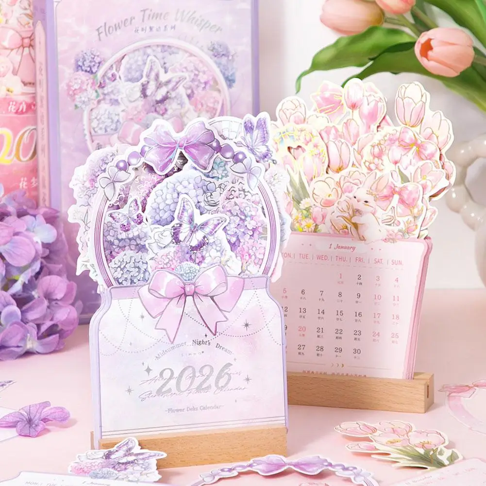 2026 Card Insert Desk Calendar Vintage Painting Monthly Planner With Wooden Base Desktop Decor For Monthly Schedule Organizer
