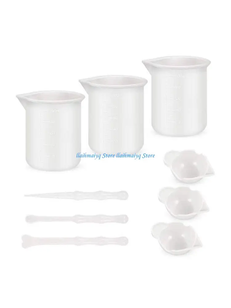 573B 1 Set Reusable Mixing Nonstick Measuring Cups Silicone Stir Liquid Epoxy Resin Jewelry Making DIY Tool