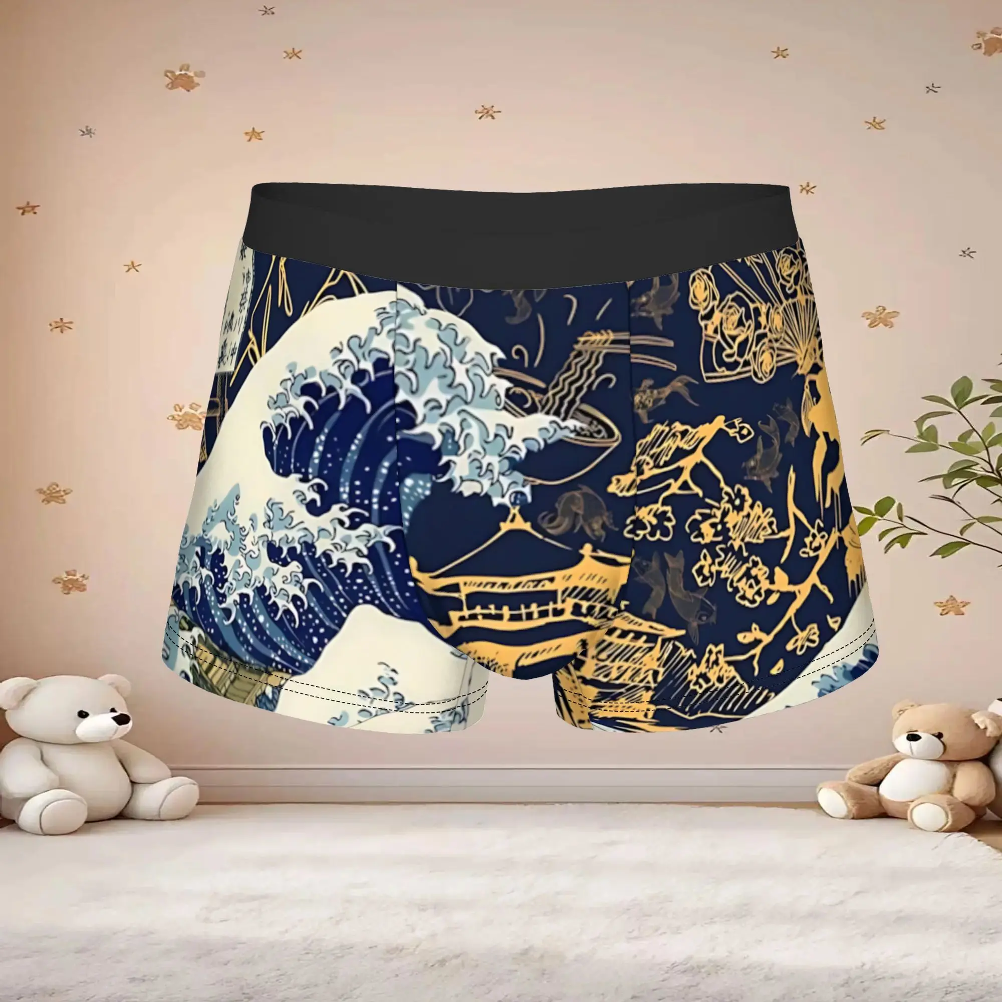 1pc Popular Ancient Oriental Wave Mountain Graphic boxers  adults  Homme Panties Men's Underwear Ventilate Shorts Boxer Briefs