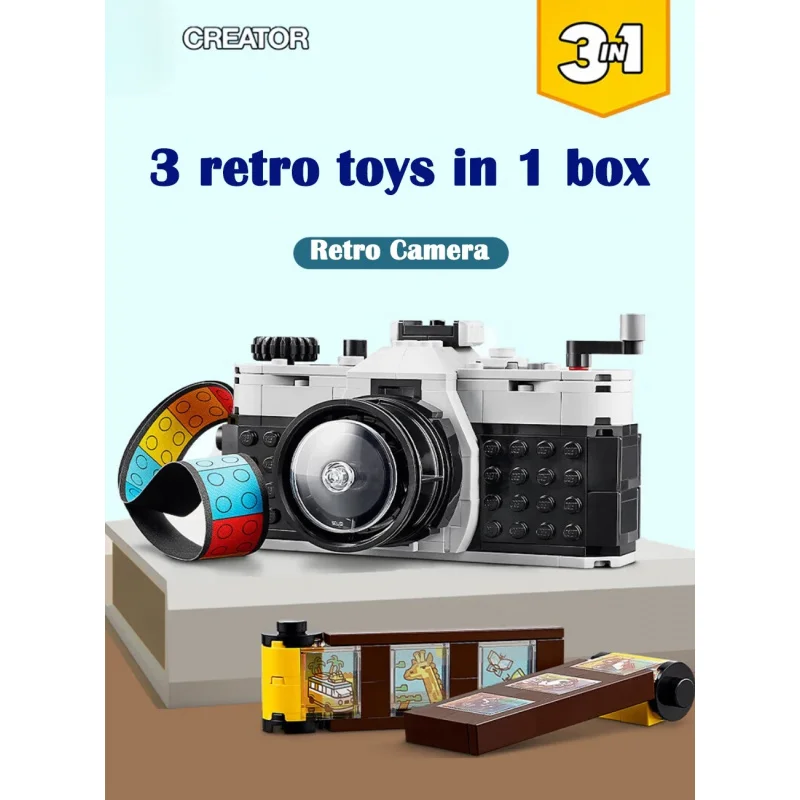 Creator 3in1 Retro Camera Toy, Retro Video Camera to Retro TV Set, Photography 31147 Gift for Boys and Girls Creative Play