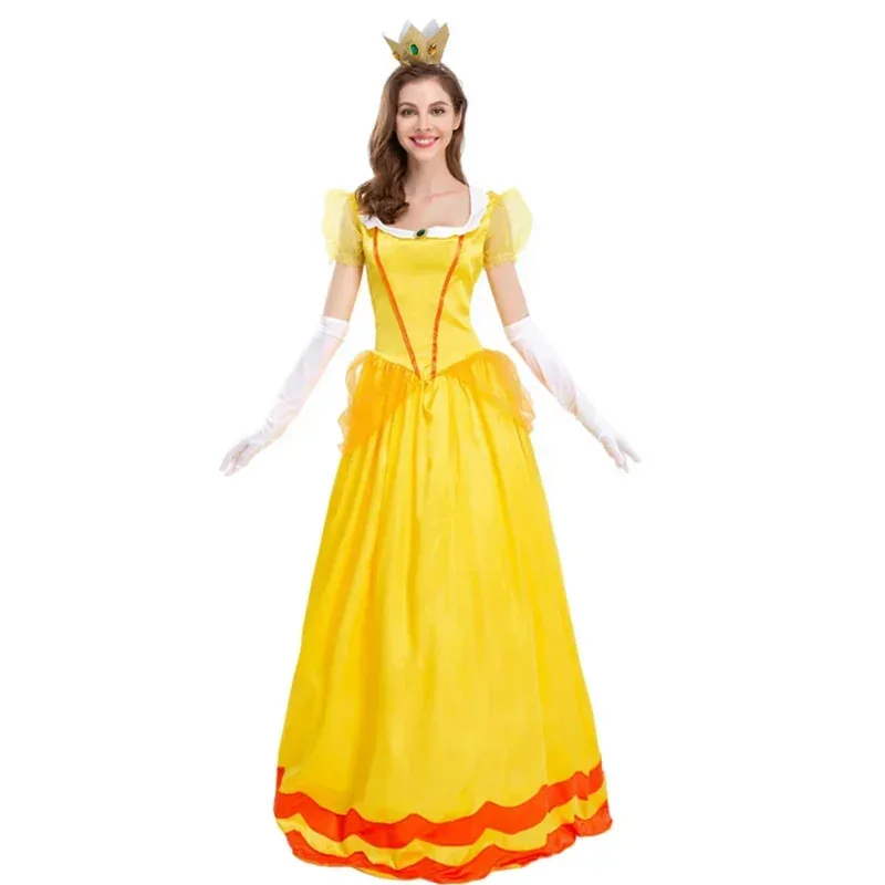 HAni 2025 princesa Peach disfraz de Cosplay para adultos niñas vestido elegante madre hija fiesta graduación ropa de Halloween para mujeres Dre ☆ ★ ww