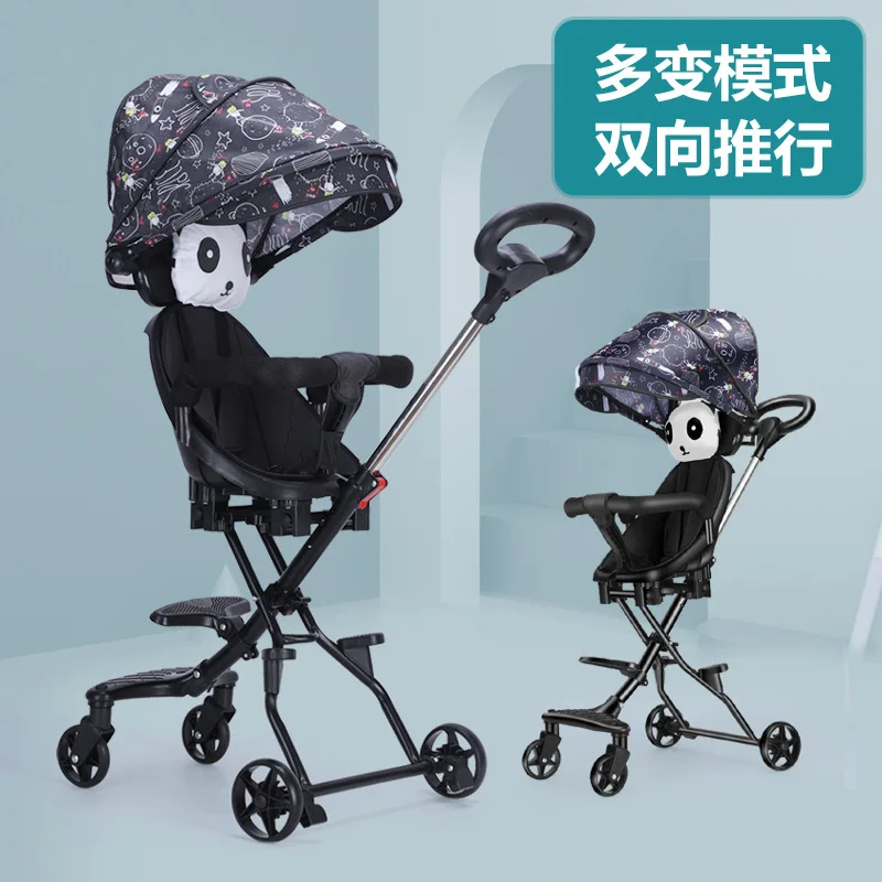 Baby Stroller Two-way Baby Stroller Lightweight Foldable Four Wheel High Landscape Portable Outdoor Children's Stroller