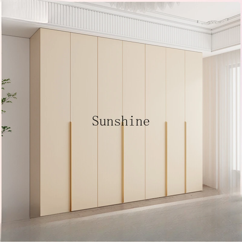 

French Bedroom Combination Wardrobe Minimalist Solid Color Cloakroom Wardrobe