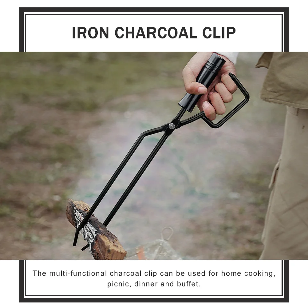 

Long Handled Iron Charcoal Tong Clamp for Barbecue Outdoor Cooking Camping Picnic Supply Charcoal Tong Household Log Plier