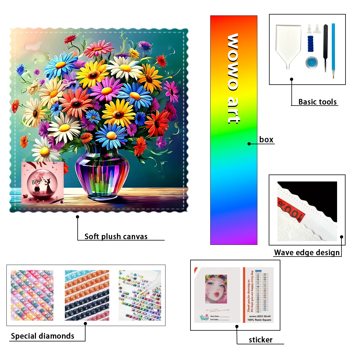 

【Bruji_ Diamond Art】Vases and flowers Crystal AB Rhinestone FD Rhinestone Perfect Resin Diamond