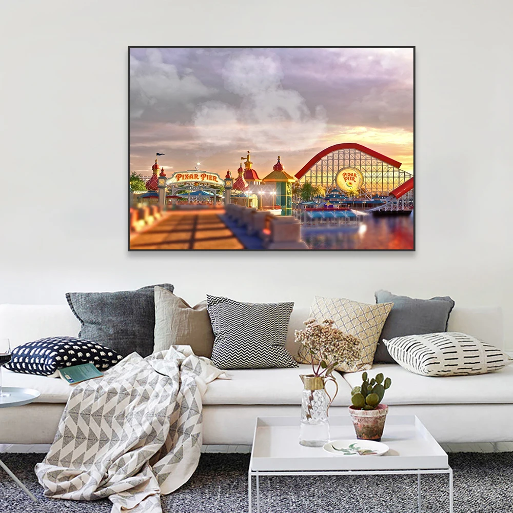 Disneyland Poster Classical Disneyland Pixar Pier California Adventure Art Canvas Print Pictures Canvas Painting Home Room Decor