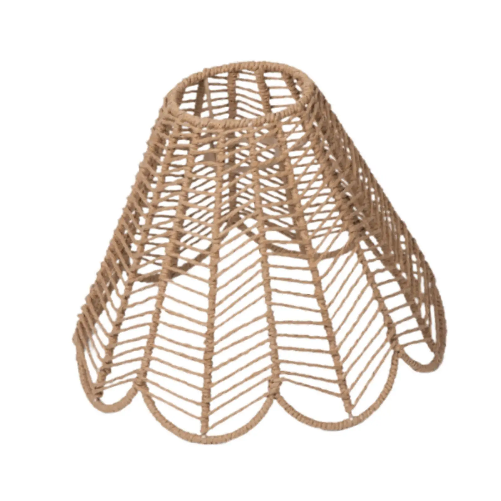 Wicker Pendant Lampshade Replacement Boho Dining Light Cover Ceiling Lamp Screen Drum Shape for Cafe Hotel Bar Kitchen Island