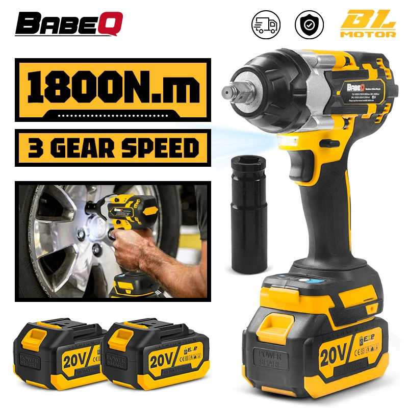 

1800N.M Brushless Electric Impact Wrench with Battery 1/2" Impact Wrench Socket Cordless Wrench Power Tool For Makita 18V Batter