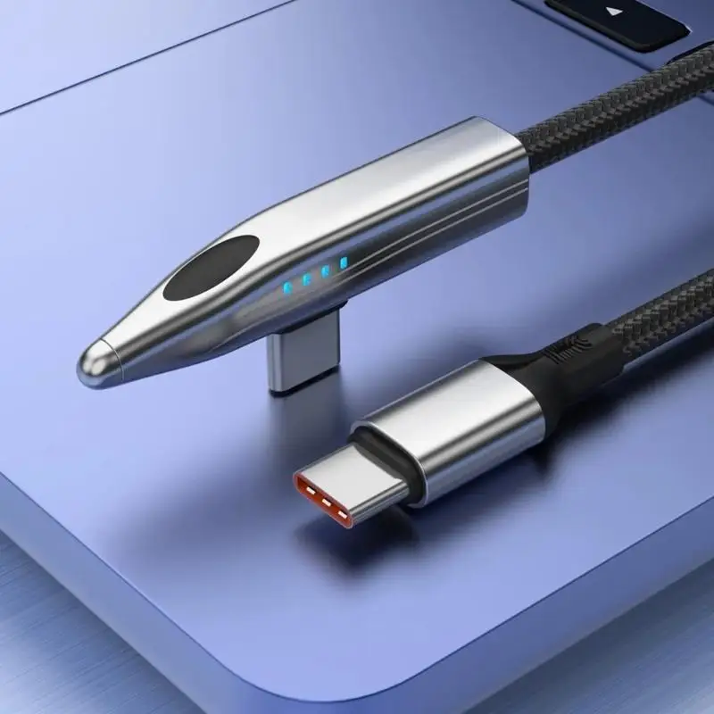 E1PF 240W كابل الشحن السريع 90 درجة من النوع C إلى USB C كابل الطاقة لأجهزة الهواتف الفعالة