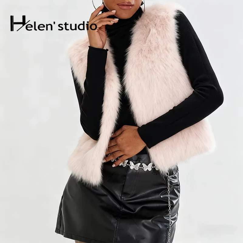 

Original Winter Women's Faux Fur Vest Coat Fluffy Warm Fur Jacket Hot Girls Sleeveless Overcoat