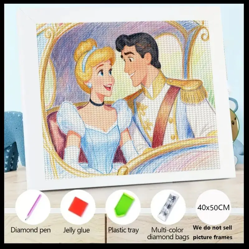 

1 шт. Disney Золушка принц очаровательный 5D набор для алмазной живописи, полная дрель DIY романтическая пара хрустальные стразы искусство, сказка