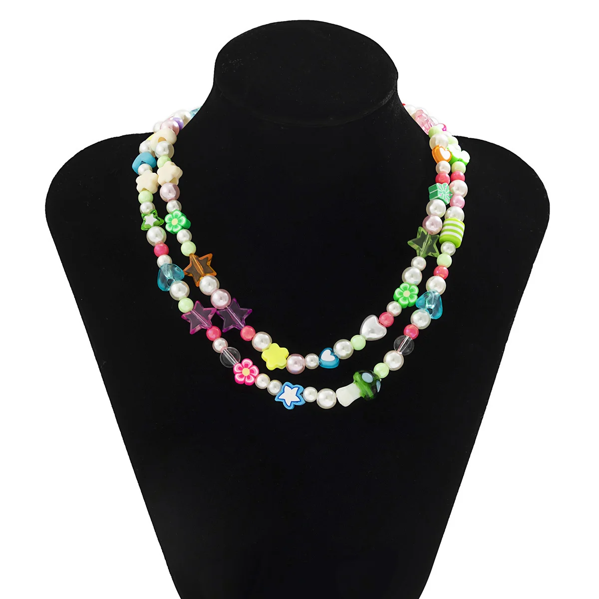Neue Koreanische Mode Simulierte Perlen Halskette Für Frauen/Männer Böhmen Bunte Geometrische Obst Blumen Kette Halsband Kpop Schmuck – Detail 17