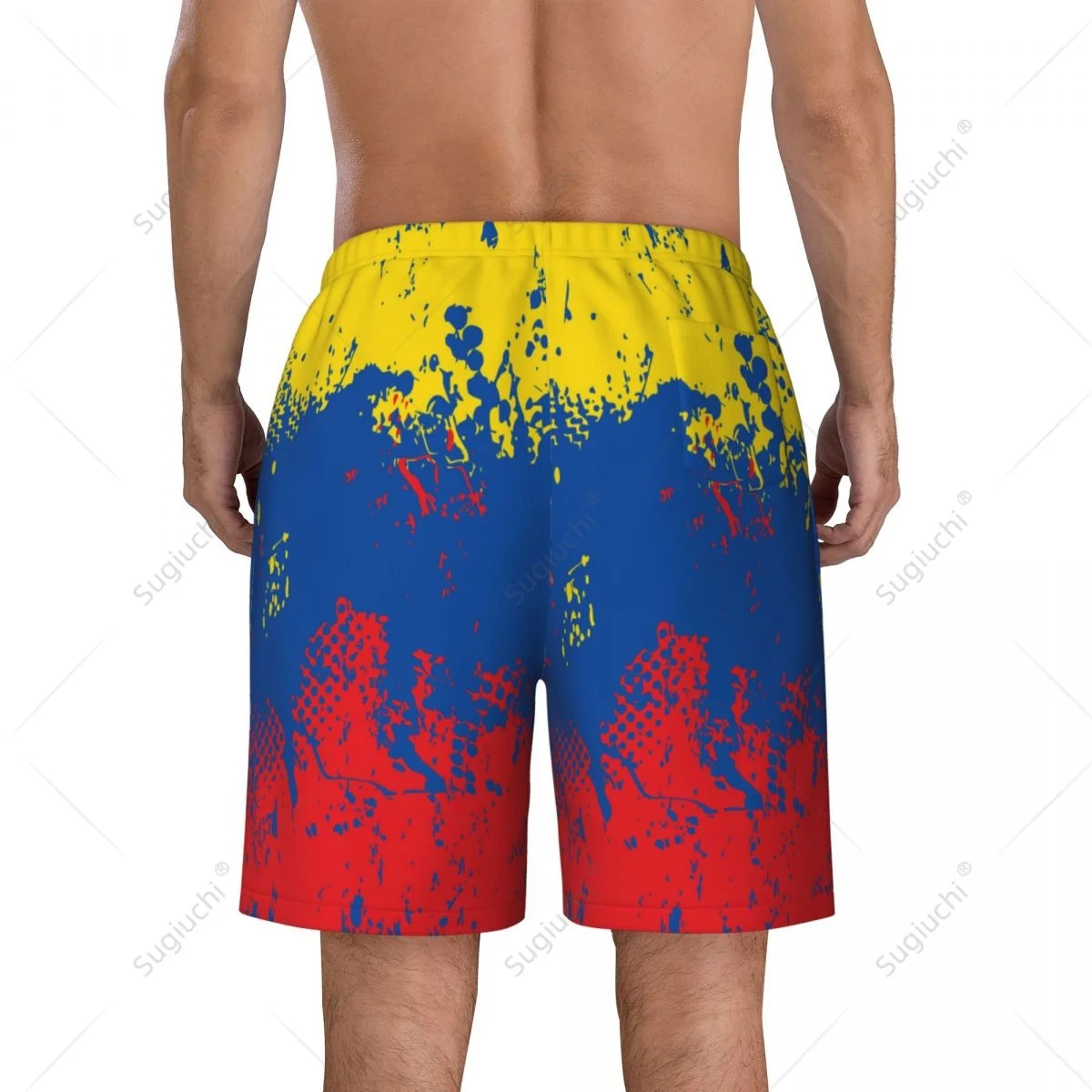 Men's Ecuador Flag Beach Pants Board Shorts Surfing Boys Soccer Cycling Swimwear Running Polyester