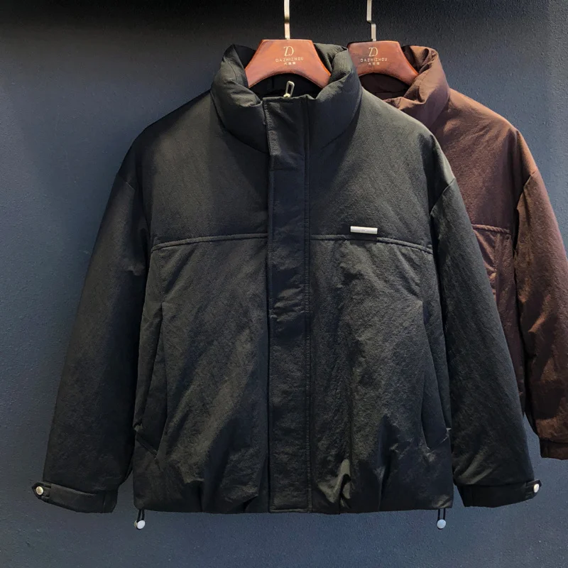 2025 new casual style stand up collar down jacket for men, versatile, warm, simple, pure color, high-end cold resistant coat