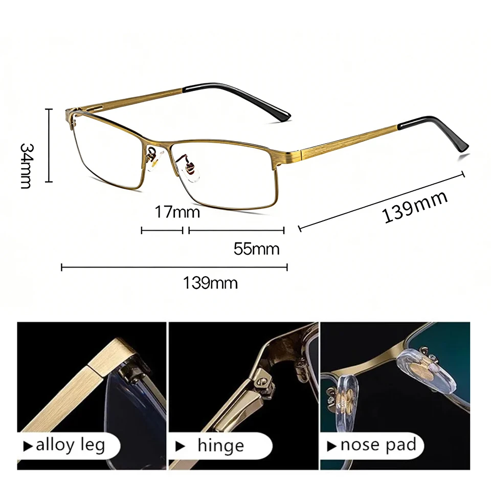IENJOY Photochromic Reading Glasses Progressive Multifocal Presbyopia Eyeglasses Blue Light Readers Hyperopia Diopters 1.0 2.0