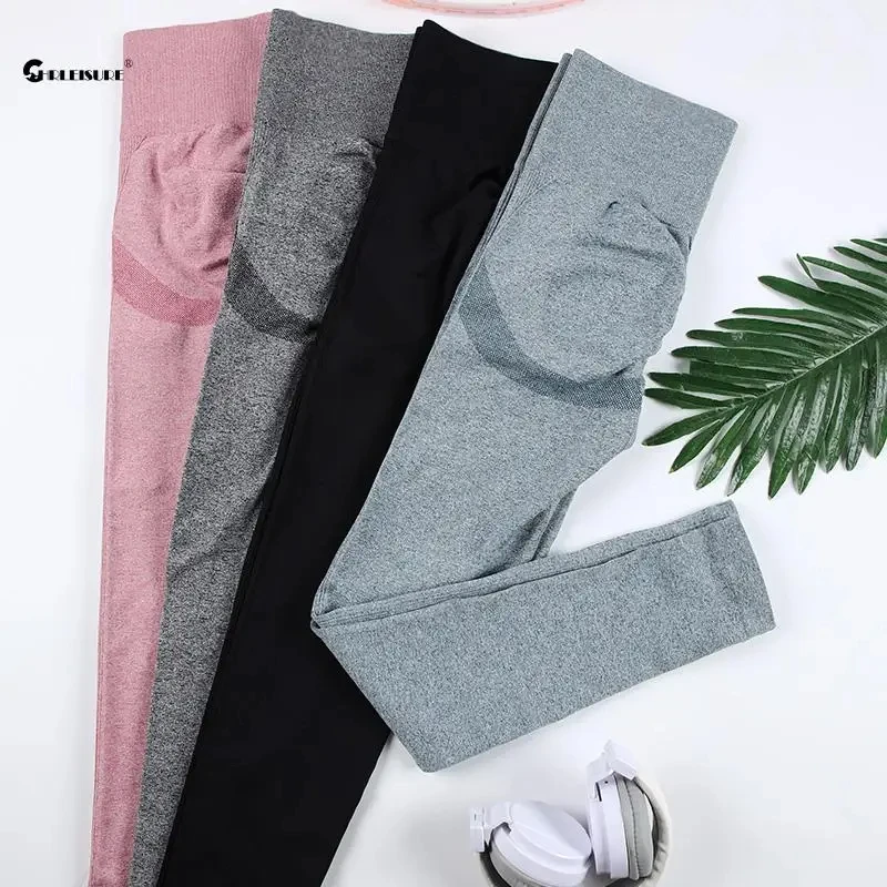 CHRLEISURE Seamless Sports Pants Push Up Running Clothing Women Gym Fitness Leggings Tights High Waist Tummy Control Yoga Pants