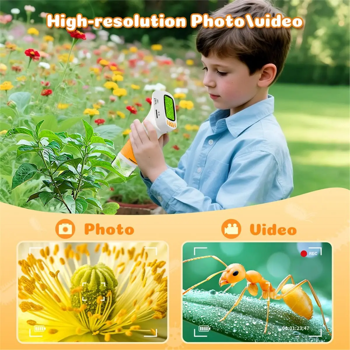 Budget-Friendly-Handheld Microscope with Stand for Kids Mini Portable Pocket Microscope with 2.0