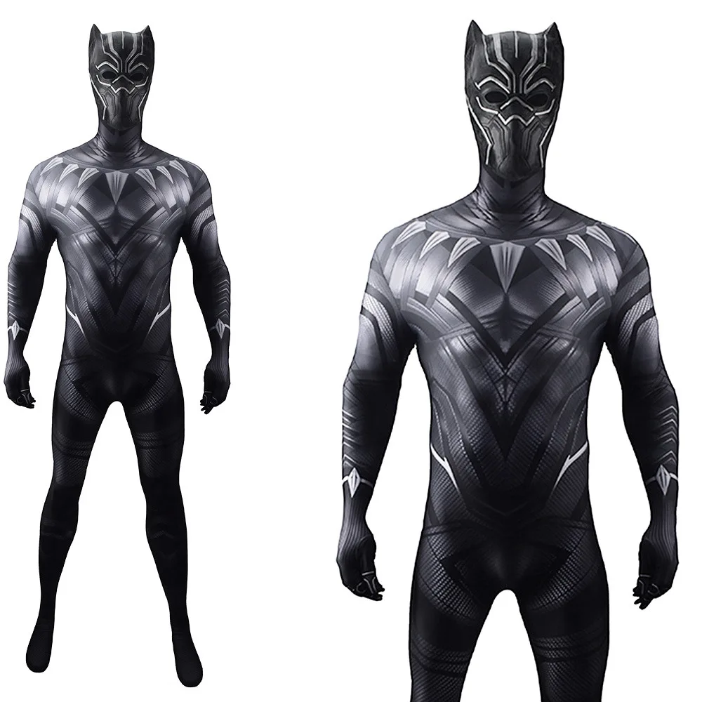 Schwarzer Panther Cosplay Kostüm Panther Superheld Spandex Körper Zentai Anzüge schwarzer Panther Disf races Para Halloween Kostüm Erwachsener