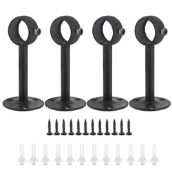 4pcs Heavy Duty Three Holes Stainless Steel Curtain Rod Bracket for 1 Inch Drape Pole with Screws, Ceiling Curtain Rod Holder