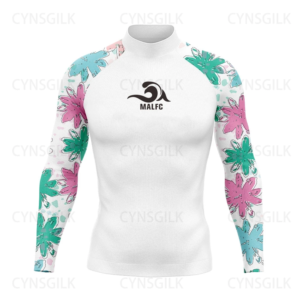 MALFC Rash guard dla mężczyzn Ubrania surfingowe Strój kąpielowy Rashguard Surf Wear UPF 50 Sporty wodne Koszulka z długim rękawem Stroje kąpielowe