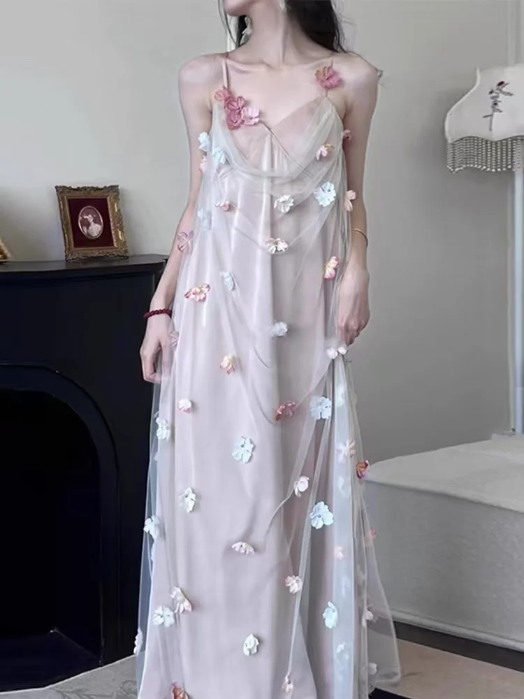 Suspender evening dress forest style super fairy bride dressing gown toasting dress engagement banquet three-dimensional flower