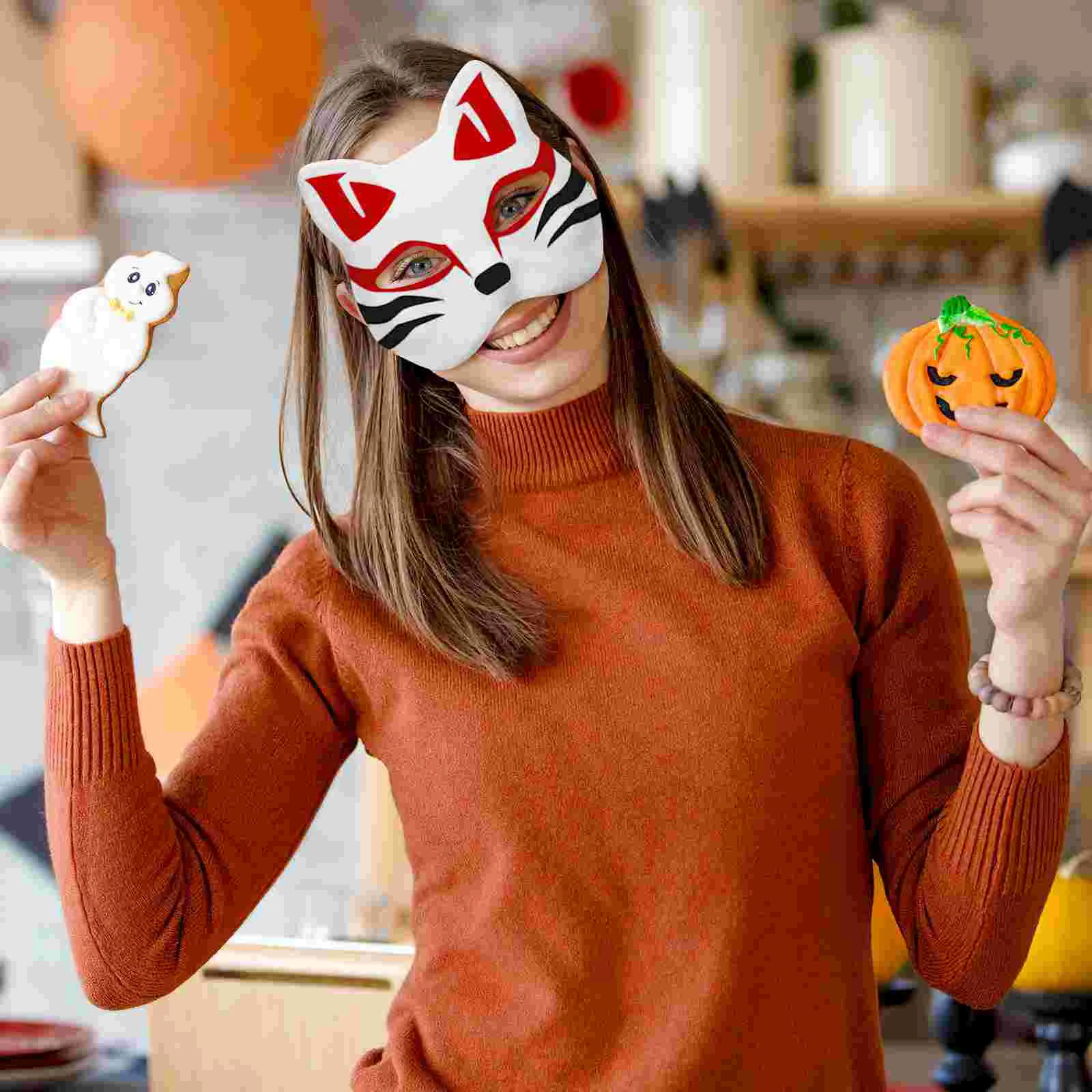 8 Pcs Paper Cat Masks for Crafts Halloween Costumes Pulp Blank Bunny Masquerade Supplies Accessories Couple