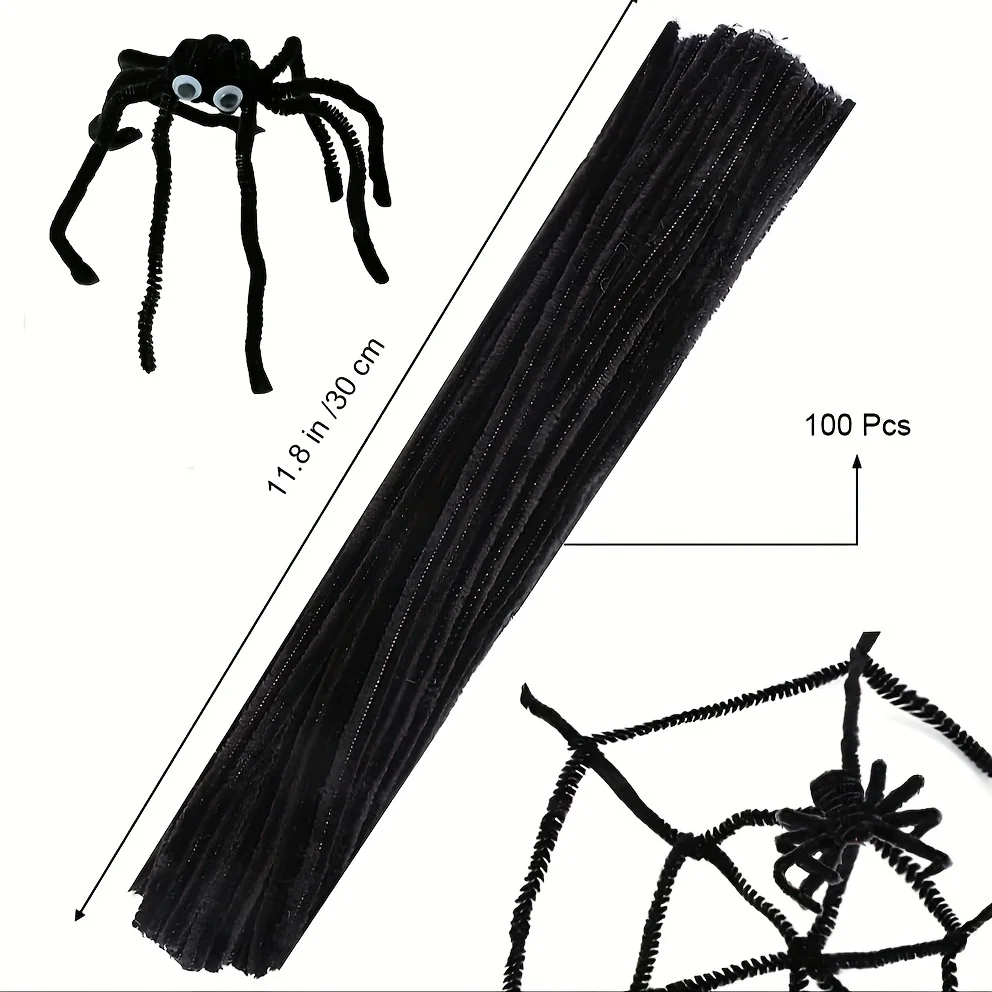 100 Pcs Black Pipe Cleaners,Pipe Cleaners for Crafts,Pipe Cleaner Crafts,Chenille Stems for Craft Kids DIY Arts&Crafts Supplies