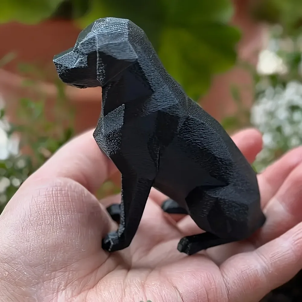 1-teilige 3D-gedruckte Labrador-Hundestatue, polygonale Dackel-Figur, Ornament, minimalistische schwarze Hundedekoration, geeignet für Desktop-Display, Wohnzimmer, Schlafzimmer, Bürodekoration,