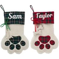 Medias navideñas personalizadas con nombre, regalos de decoración navideña para familia, Papá Noel, vacaciones, mascotas, medias con patas de perro, 1/2 Uds.