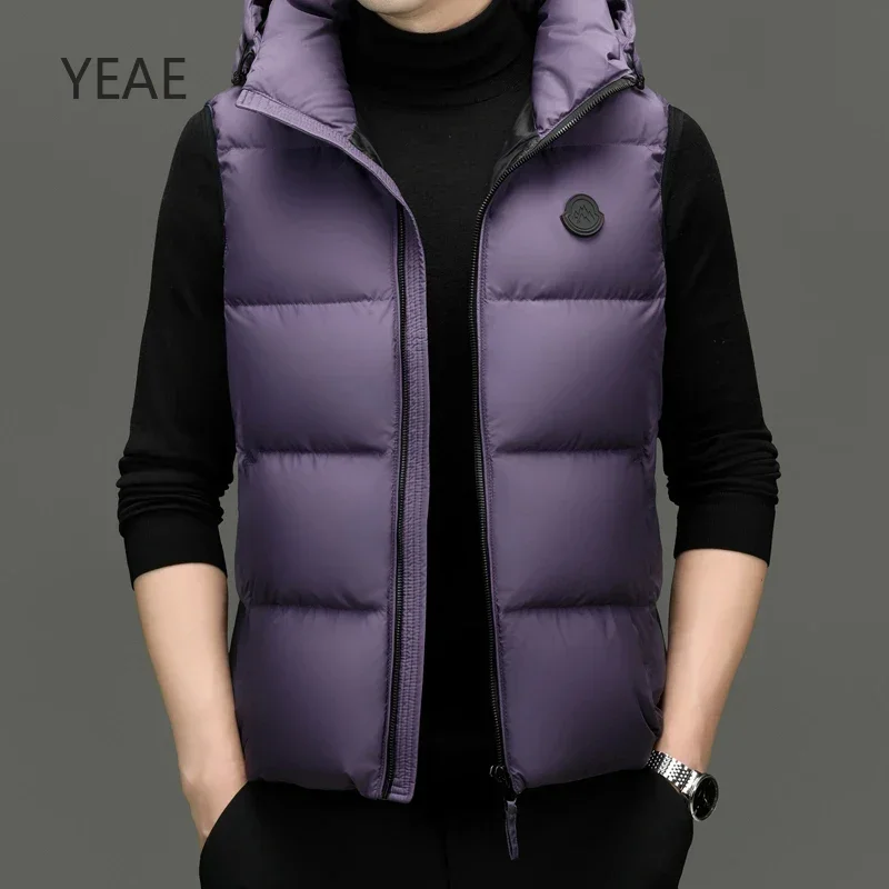 YEAE Men's Sleeveless Jacket Duck Down Padding Designer Clothes Men Lightweight Padded Jackets Short Down Jacket Winter Coat Men