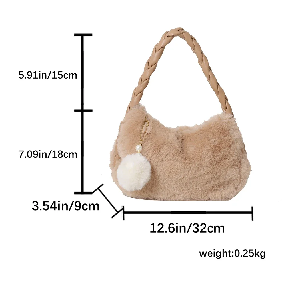 Autumn Winter Bag for Women Plush Handbags Fur Clutch Bag Purse Fluffy Shoulder Bag Luxury Designer Furry Hobos Top Handle Bag