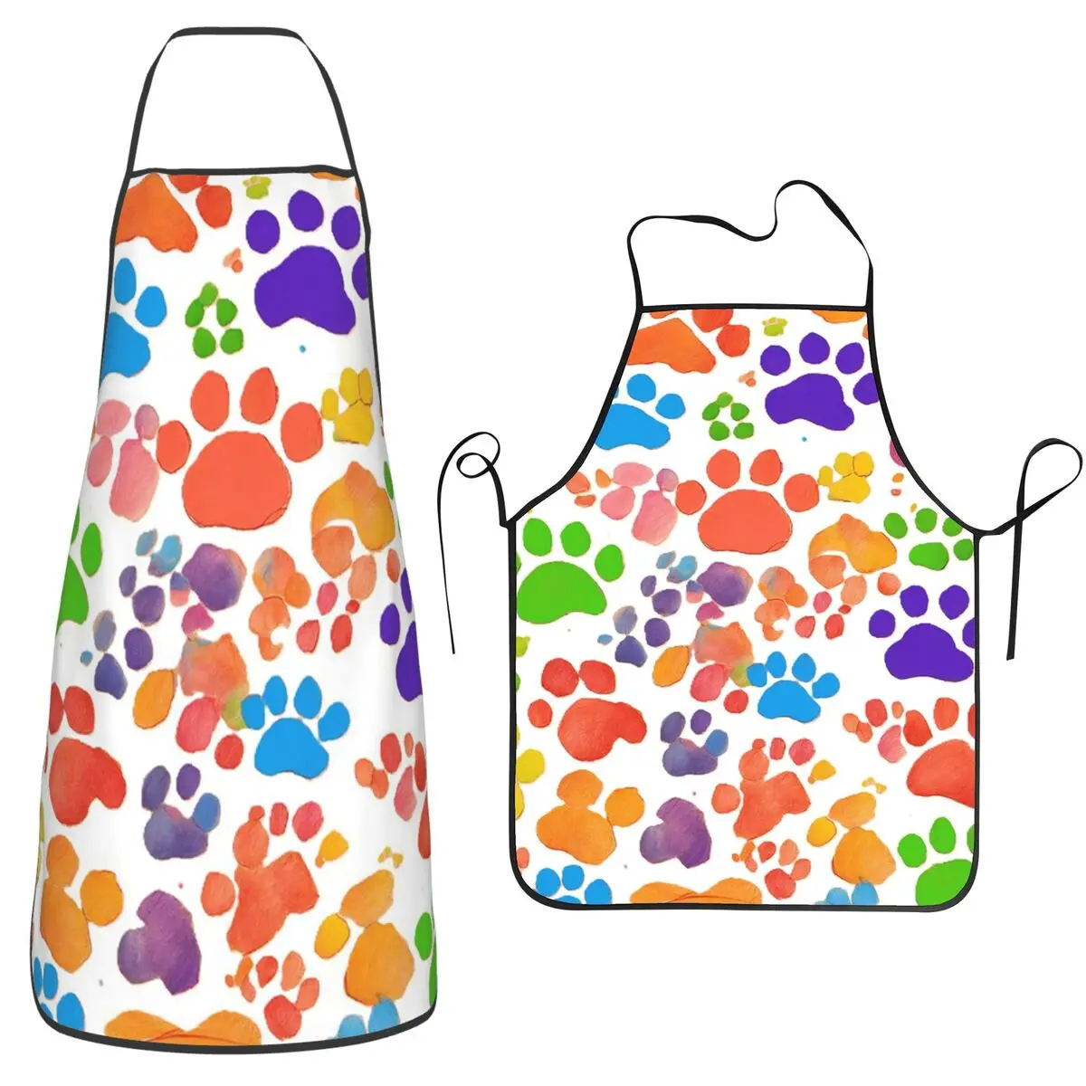 Colour Dog Paw Watercolor Pattern Apron Chef Baking Tablier Waterproof Bib Kitchen Cleaning Pinafore for Women Men Painting