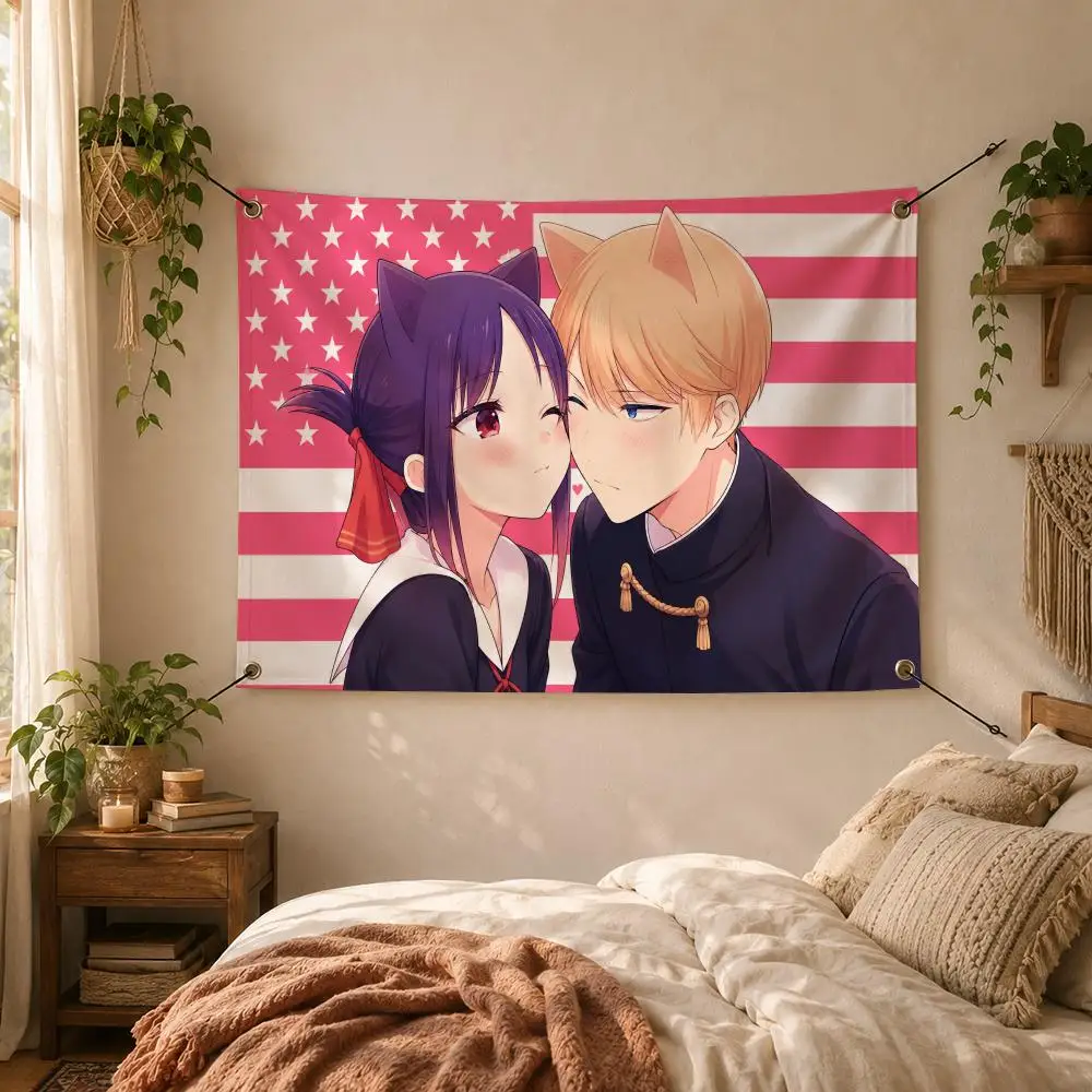 Romance Anime S-Shirogane x Kaguya Flags Decorative Flag Banner for Outdoor Garden Yard Camping Party Home Wall Hanging Decor