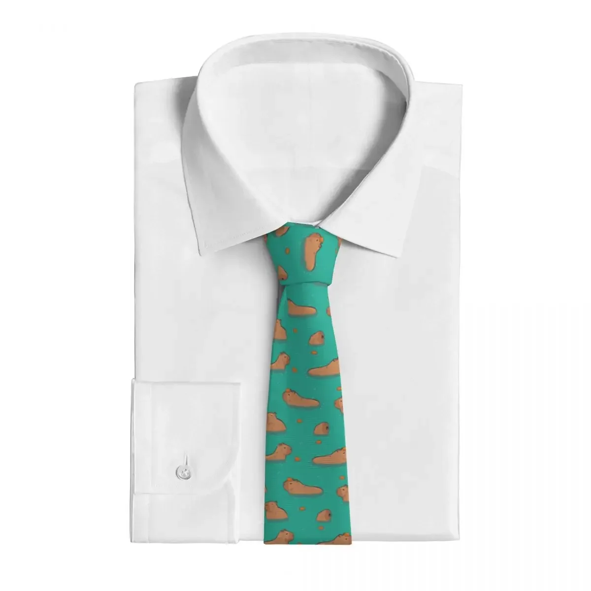 Capybara Bath Tie Animal Ties Daily Wear Cravat Street Necktie Polyester