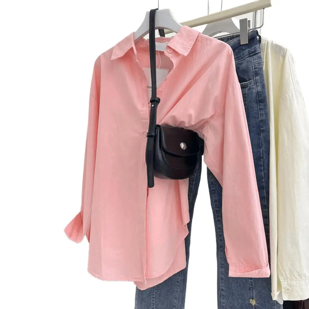 

Women's 2025 Spring and Autumn Cardigan Korean Loose and All-Match Slim Shirt Long Sleeve Top Outdoor Cover